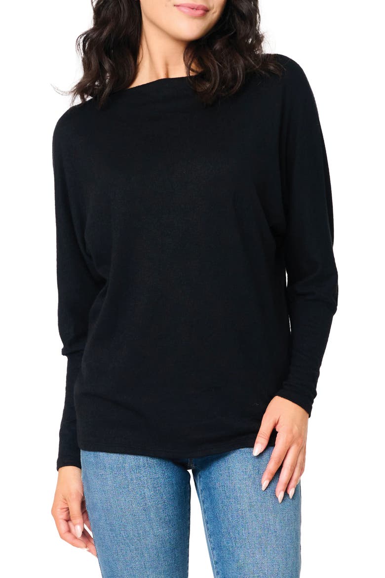 Slouchy Luxe Boatneck Top, Main, color, BLACK
