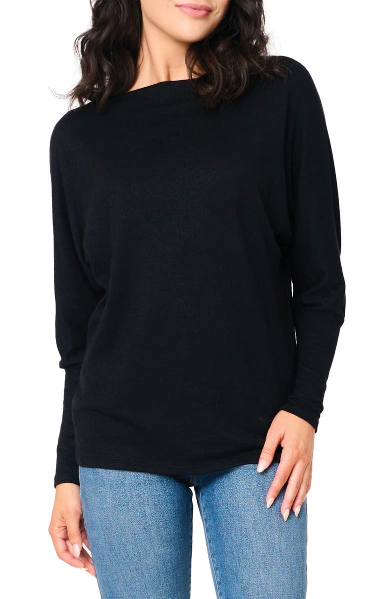 GIBSONLOOK Slouchy Luxe Boatneck Top, Main, color, Black