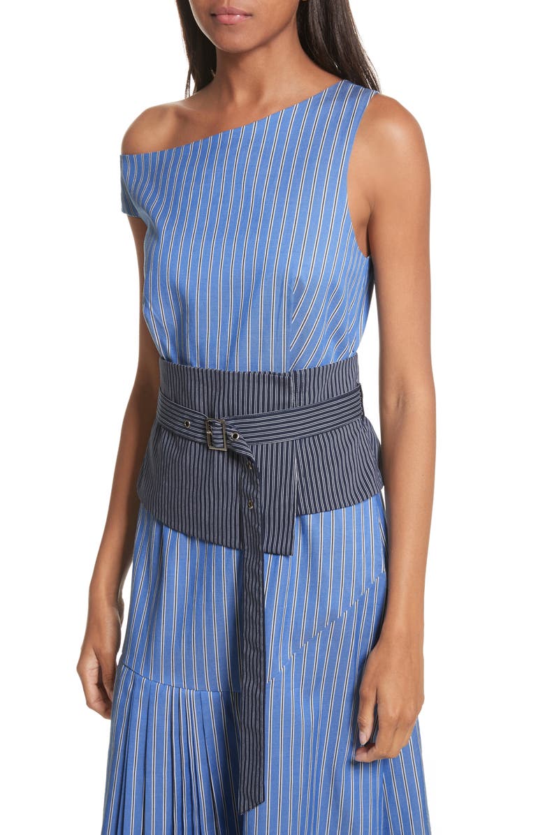 Sea Belted Asymmetrical Midi Dress, Alternate, color,