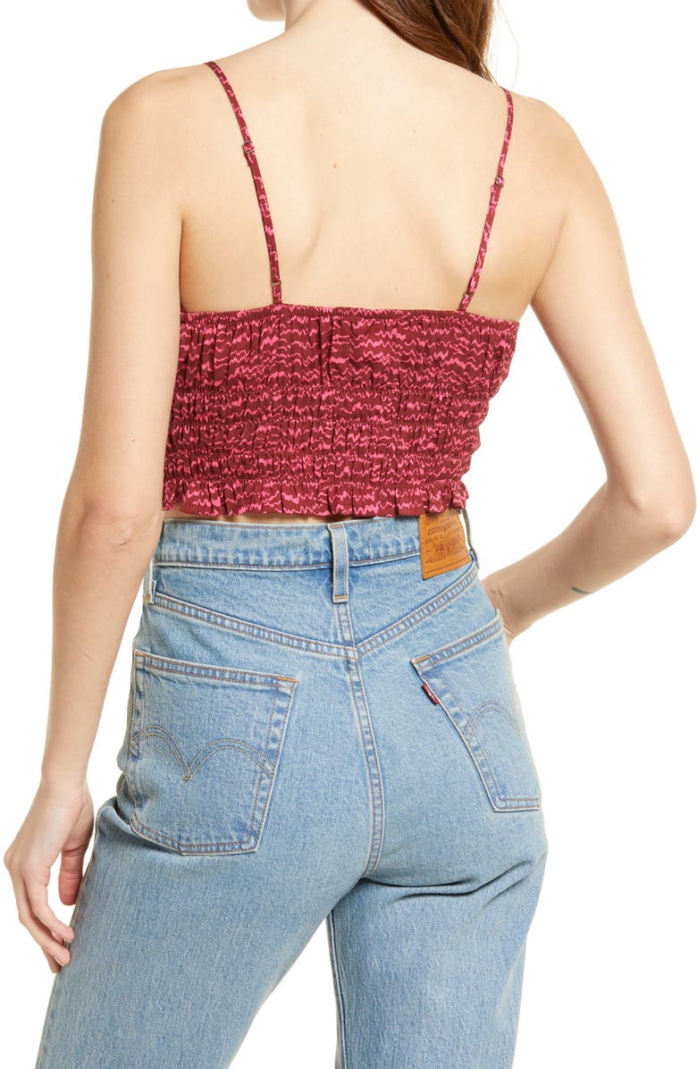 Melrose and Market Smocked Cropped Camisole, Alternate, color, Red- Pink Zaggeo