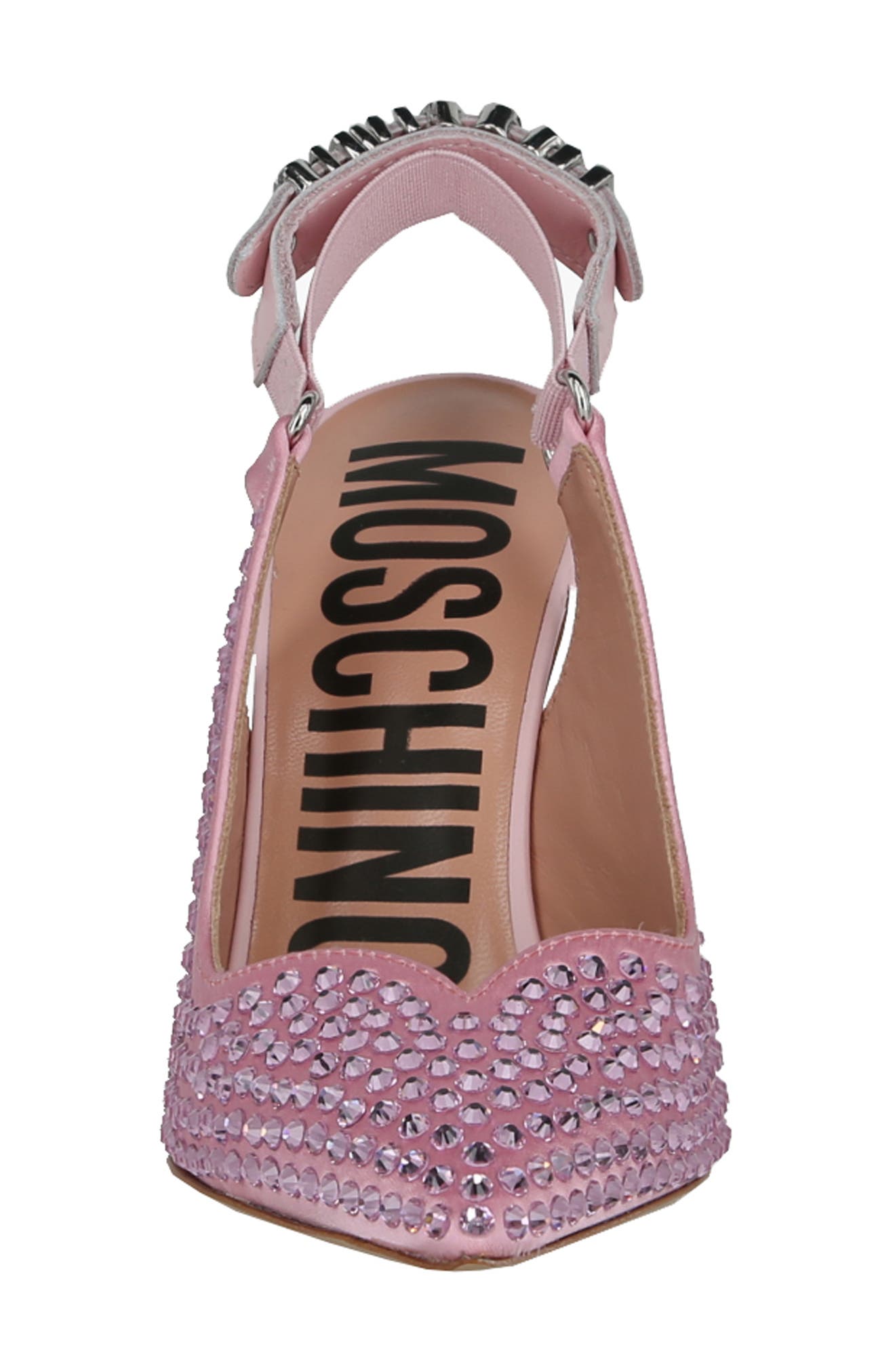 Moschino Satin Crystal Slingback Pump, Alternate, color, Pink