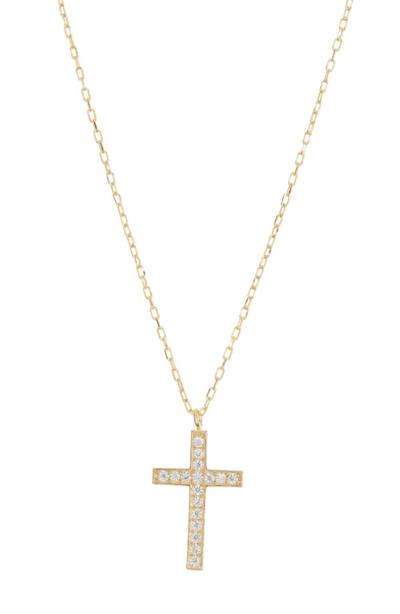 Argento Vivo Sterling Silver CZ Cross Pendant Necklace, Alternate, color, Gold