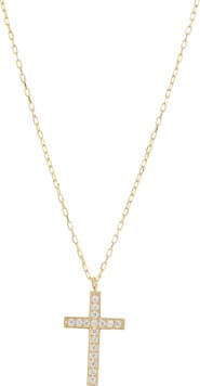 Argento Vivo Sterling Silver CZ Cross Pendant Necklace