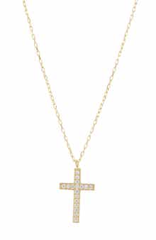 Argento Vivo Sterling Silver CZ Cross Pendant Necklace