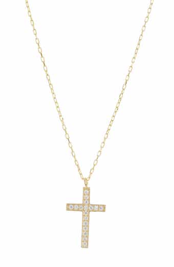 Argento Vivo Sterling Silver CZ Cross Pendant Necklace
