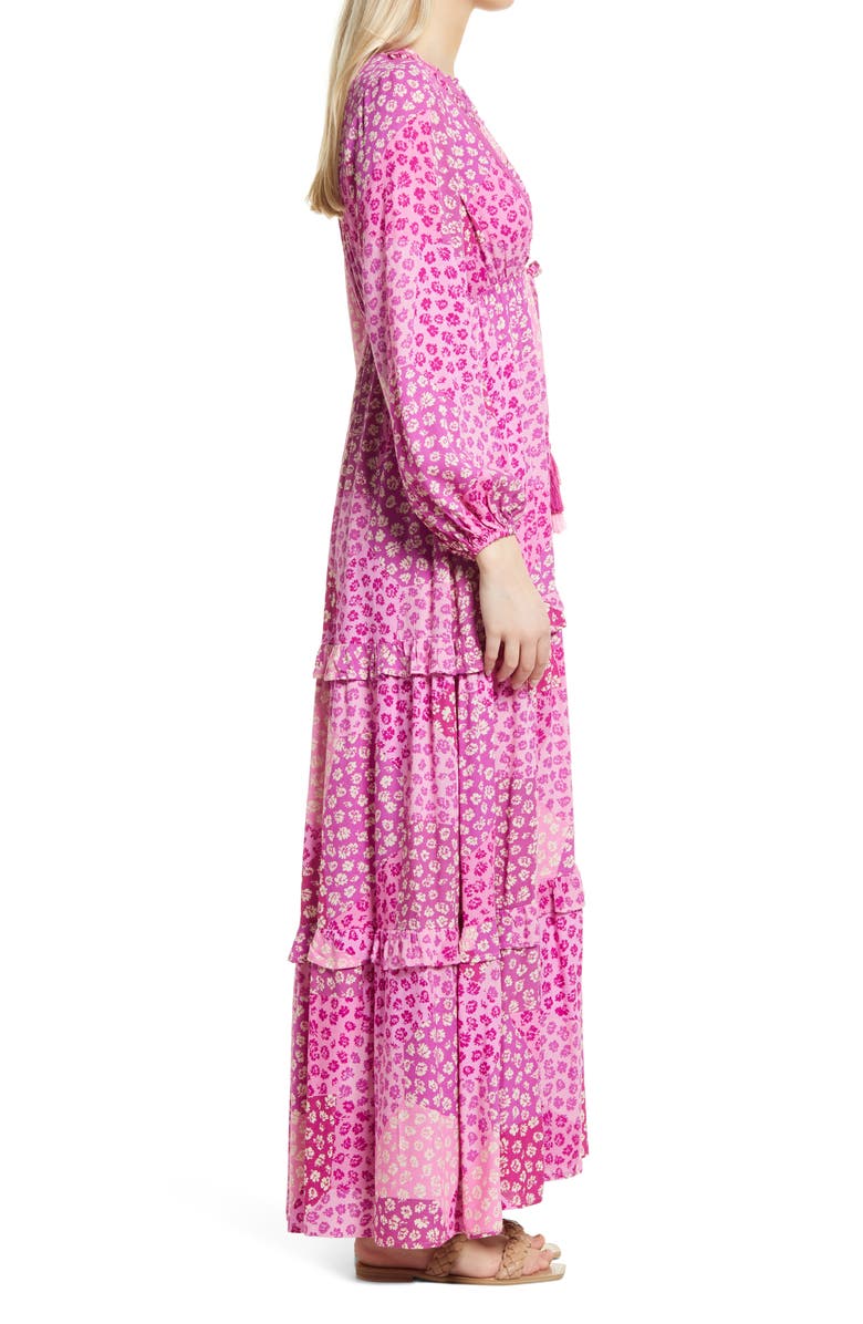 BTFL-life Floral Print Tiered Maxi Dress, Alternate, color, 