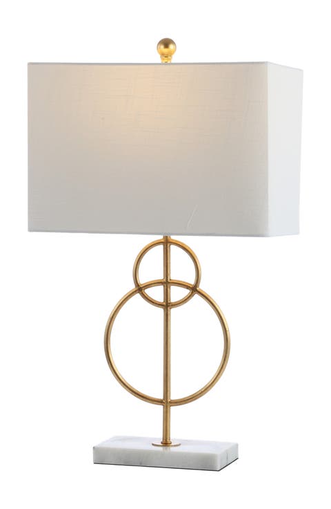Haines 26" Modern Circle Marble/Metal LED Table Lamp, Gold