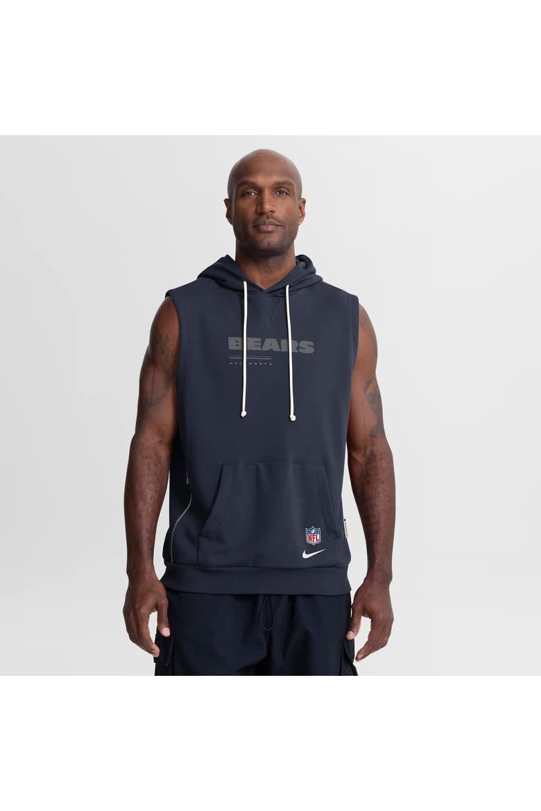 Men's Nike Navy Chicago Bears Sideline Standard Issue Dri-FIT Sleeveless Hoodie, Main, color, Navy