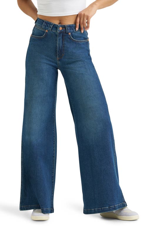 Wrangler High Waist Rainbow Pocket Wide Leg Jeans In Blue