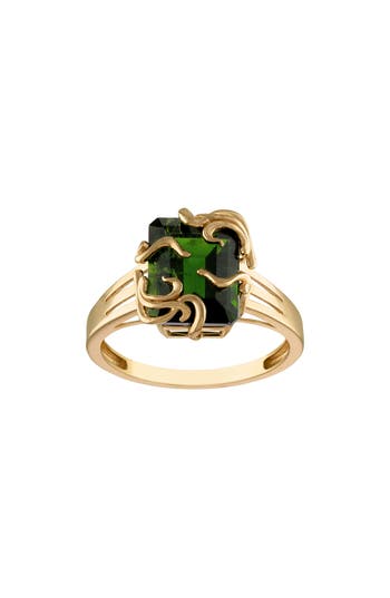 Fuzion Creations Chrome Diopside Ring In Yellow Gold/green