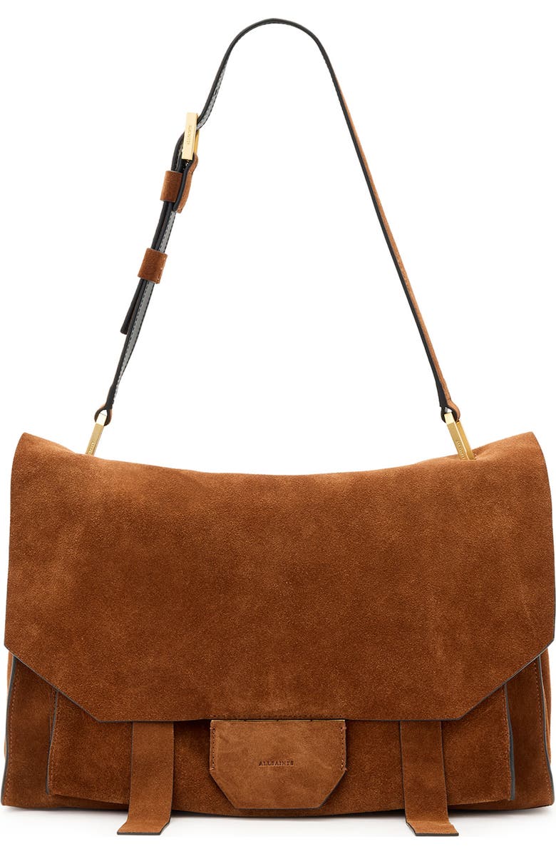 AllSaints Ursa Nubuck Leather Satchel, Main, color,