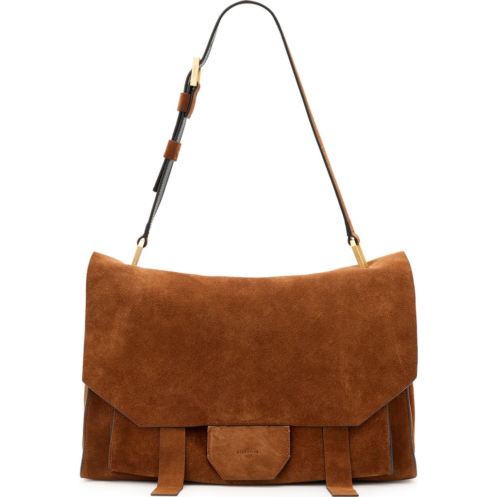 Shop Allsaints Ursa Nubuck Leather Satchel In Cognac Brown