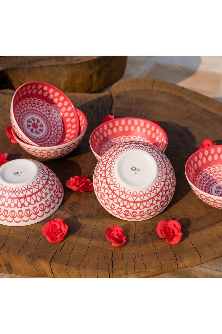 MANHATTAN COMFORT Full Bowl 6 Large Dinner 20.29 oz. Soup Bowls - Red ...