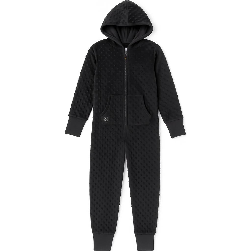 Limeapple Minky Bubble Zip Fleece Romper In Black