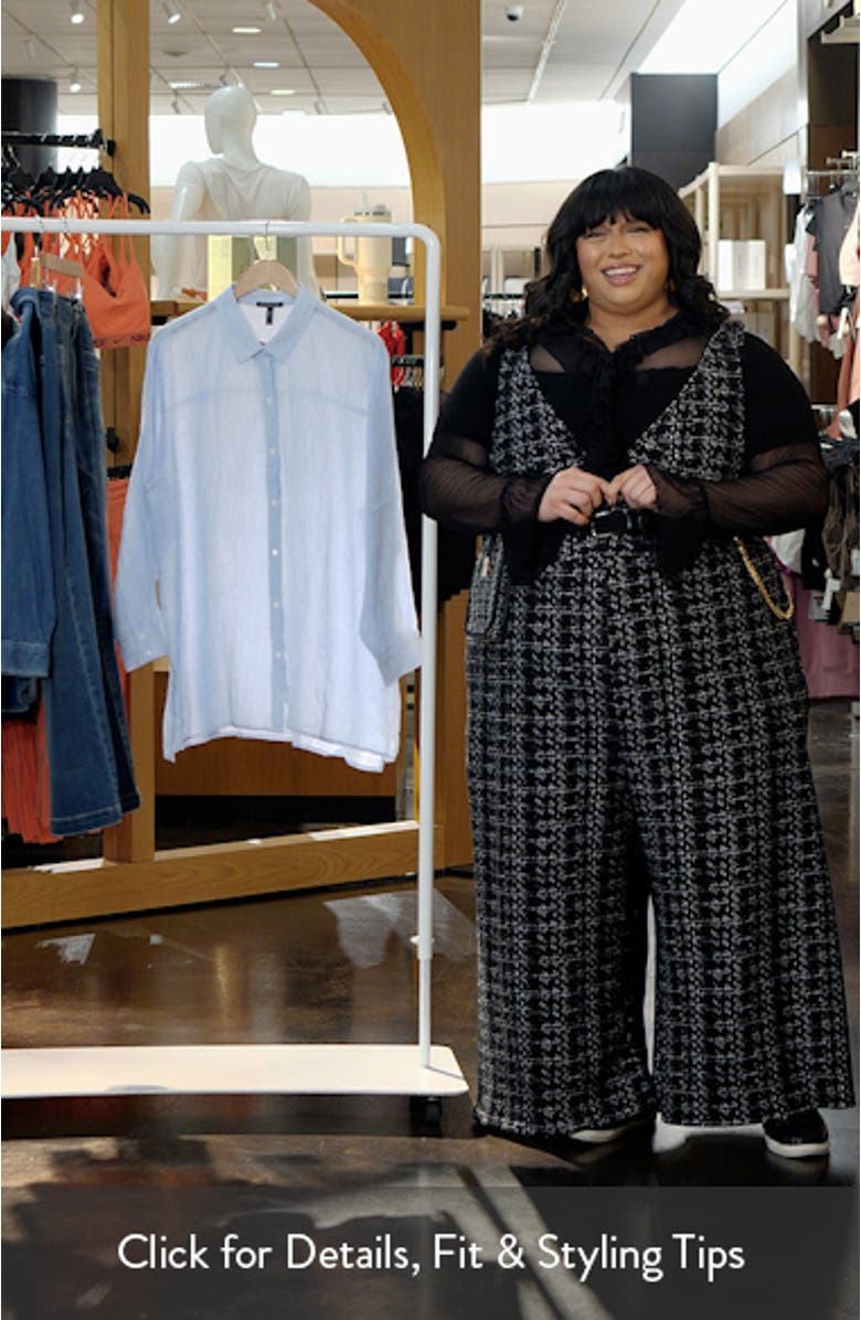 Classic Collar Organic Linen Long Button-Up Shirt, sales video thumbnail