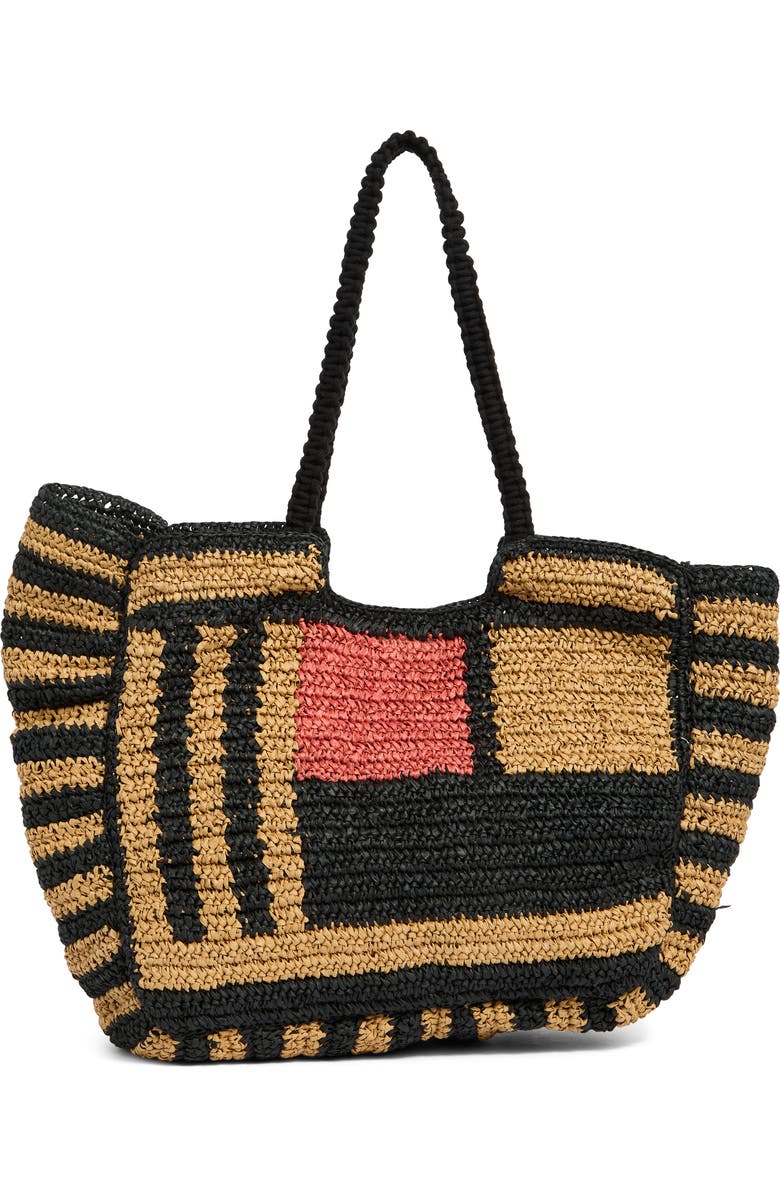 Collection XIIX Stripe Raffia Tote Bag, Main, color, Rust Multi