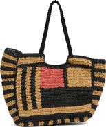 Collection XIIX Stripe Raffia Tote Bag
