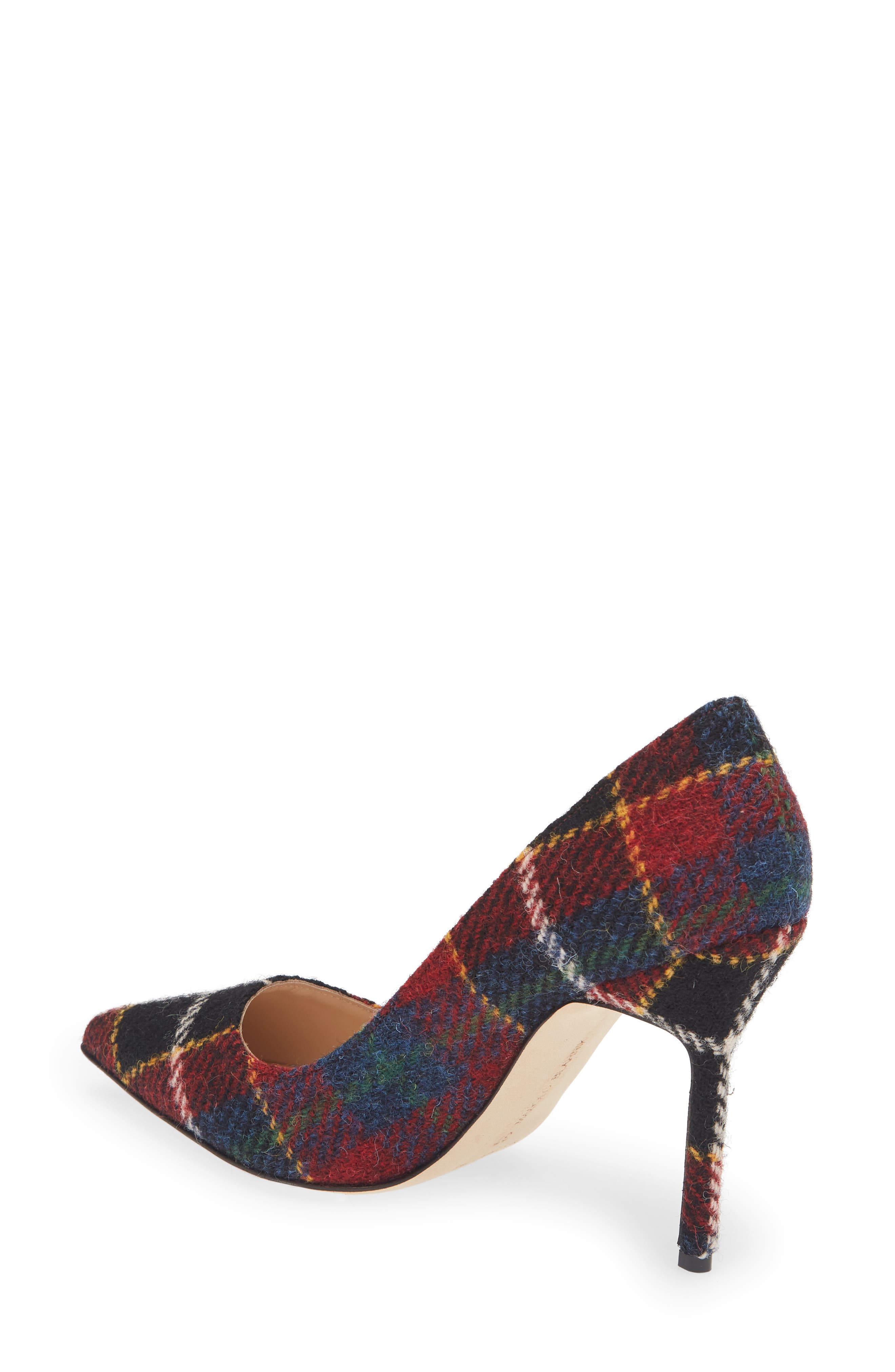 Manolo Blahnik BB Plaid Pointed Toe Pump, Alternate, color, 
