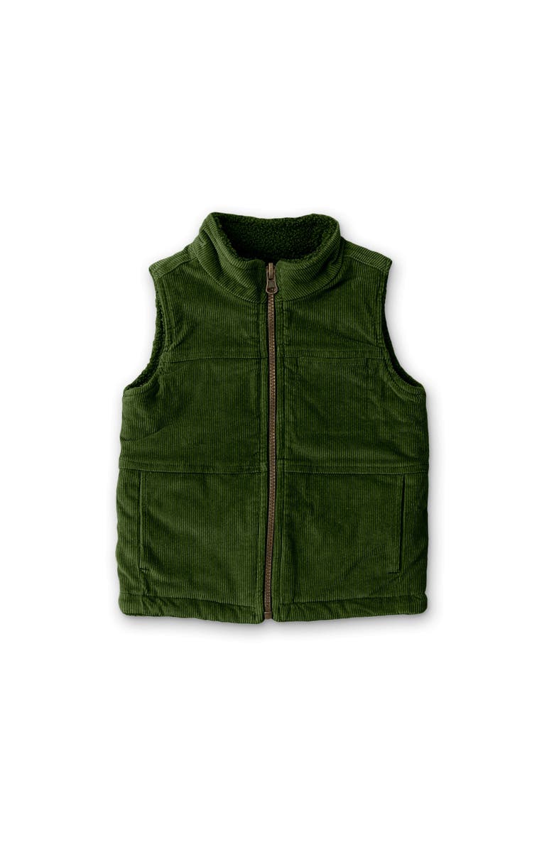 goumikids adult corduroy + faux shearling reversible vest - spruce, Main, color, Spruce