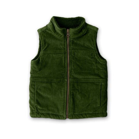 adult corduroy + faux shearling reversible vest - spruce