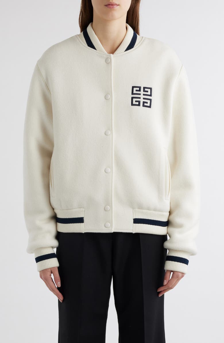 Givenchy Varsity Wool Bomber Jacket, Main, color, 