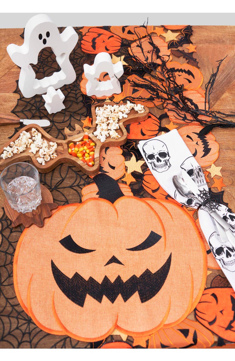 C&F Home Jack O' Lantern & Bat Table Runner 14" x 68", Alternate, color, Orange