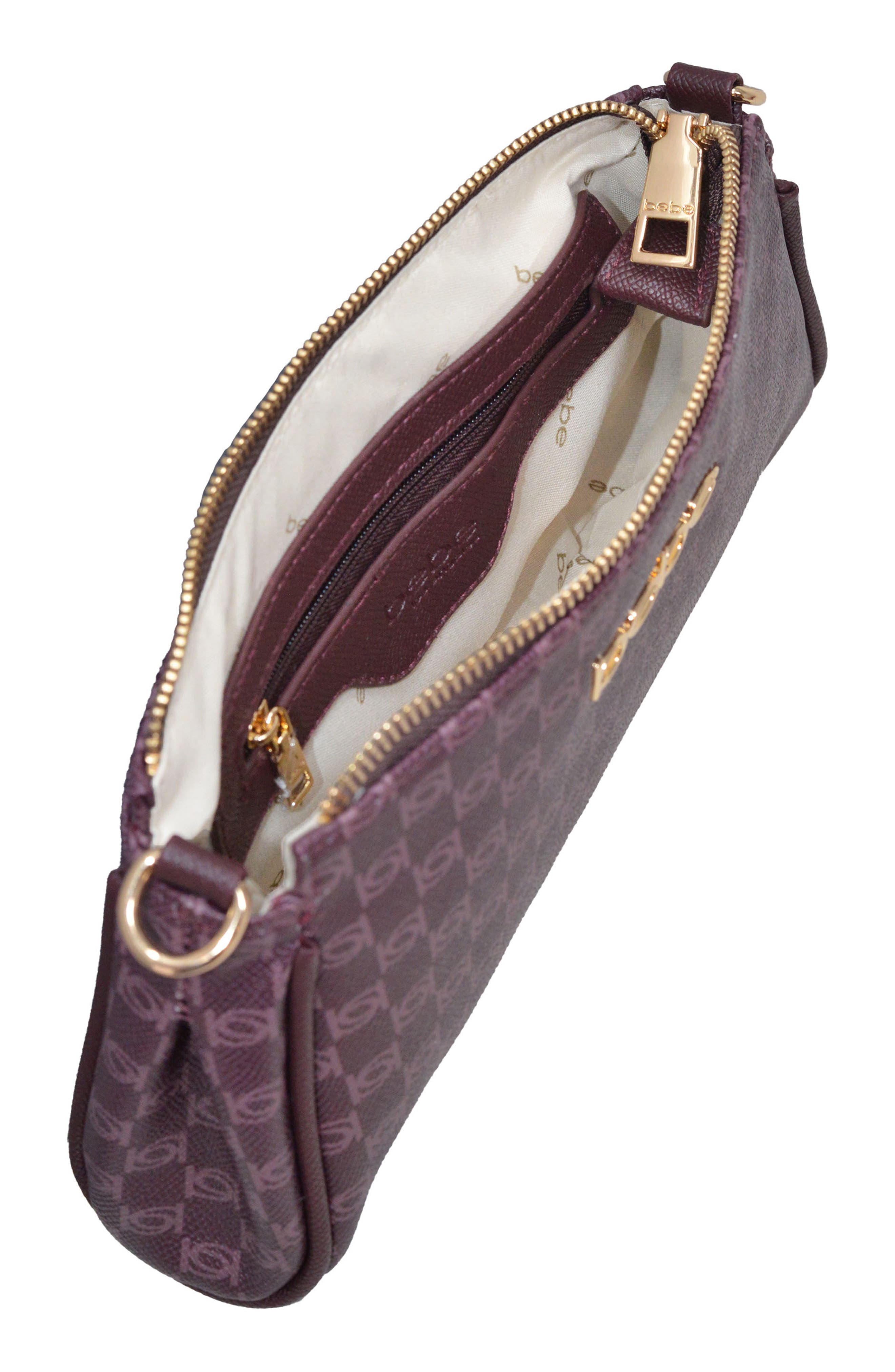 Adela Monogram Crossbody Baguette with Wallet, Alternate, color, BURGUNDY