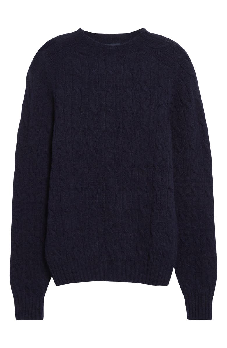 Drake's Brushed Shetland Wool Cable Knit Crewneck Sweater, Alternate, color, 