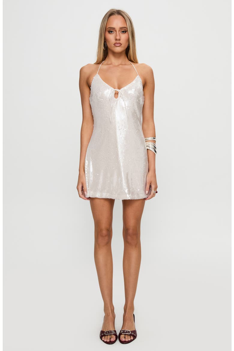 Moonchild Sequin Halter Minidress, Alternate, color, IVORY