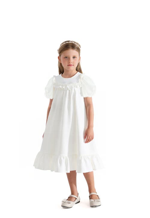 Sweet Cactus Ruffle Berlin Dress In White