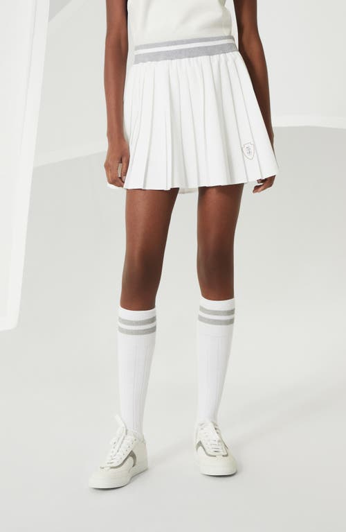 Brunello Cucinelli Techno Poplin Pleated Mini Skirt In White