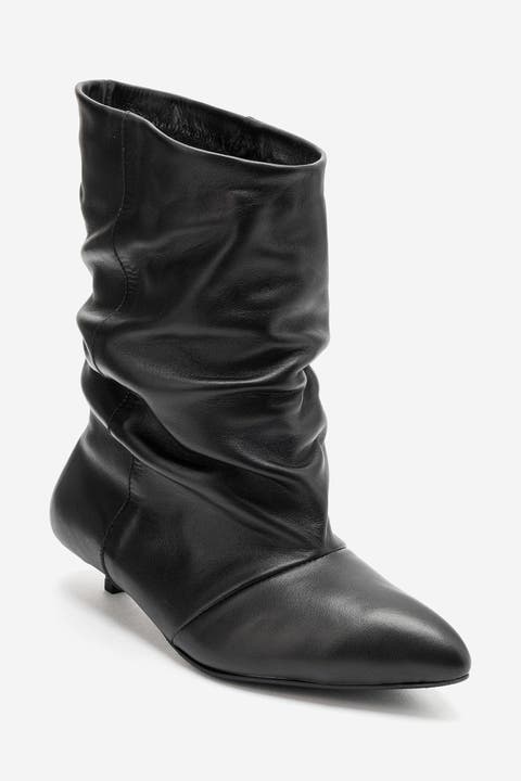 Lancy Leather Kitten Heel Ankle Boot