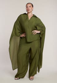 ELOQUII Sheer Lightweight Wide Leg Pant