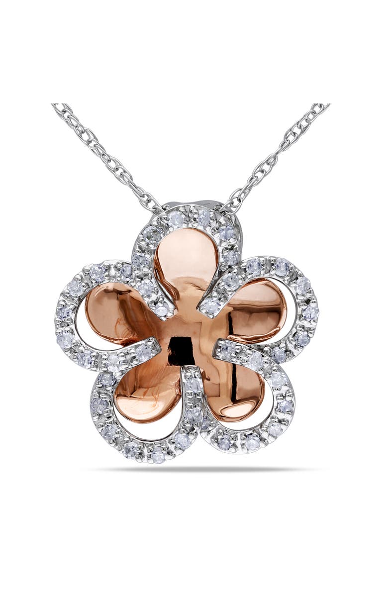 Julianna B. Diamond Flower Pendant Necklace 10k, Main, color, 