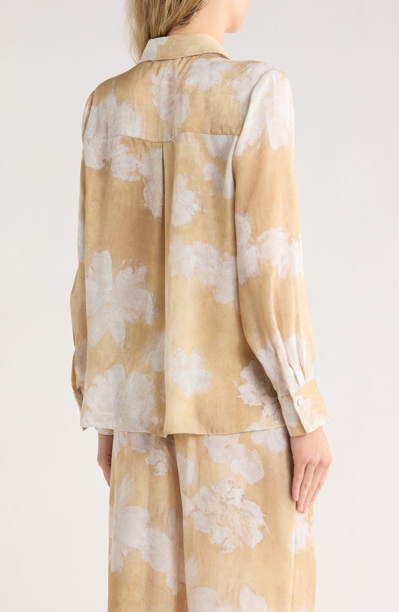 JASON WU Shine Button-Up Shirt, Alternate, color, Gold/ White Floral Print