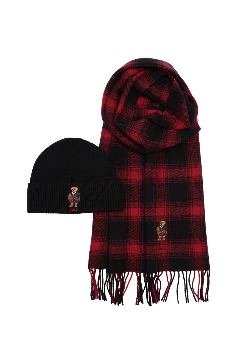 Polo Ralph Lauren Holiday Bear Boxed Gift-Set, Alternate, color, Black/Red Plaid