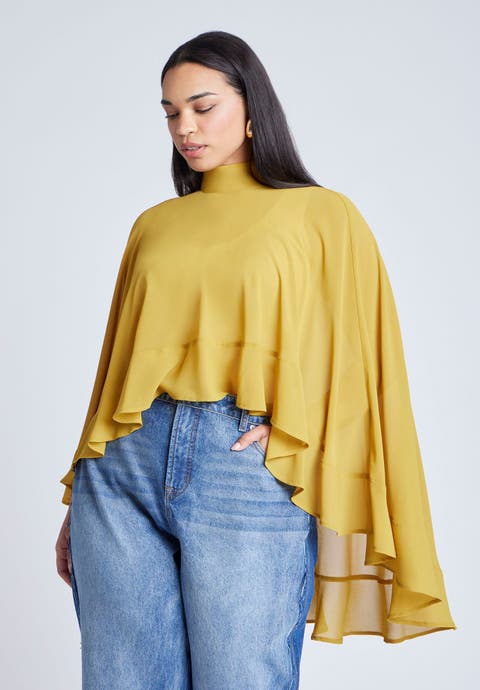 Ruffle Detail Asym Cape