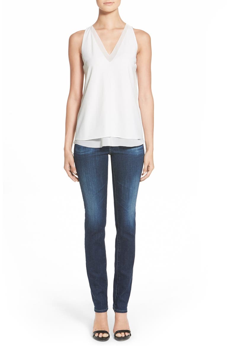 V-Neck Underlay Tank, Alternate, color, WHITE