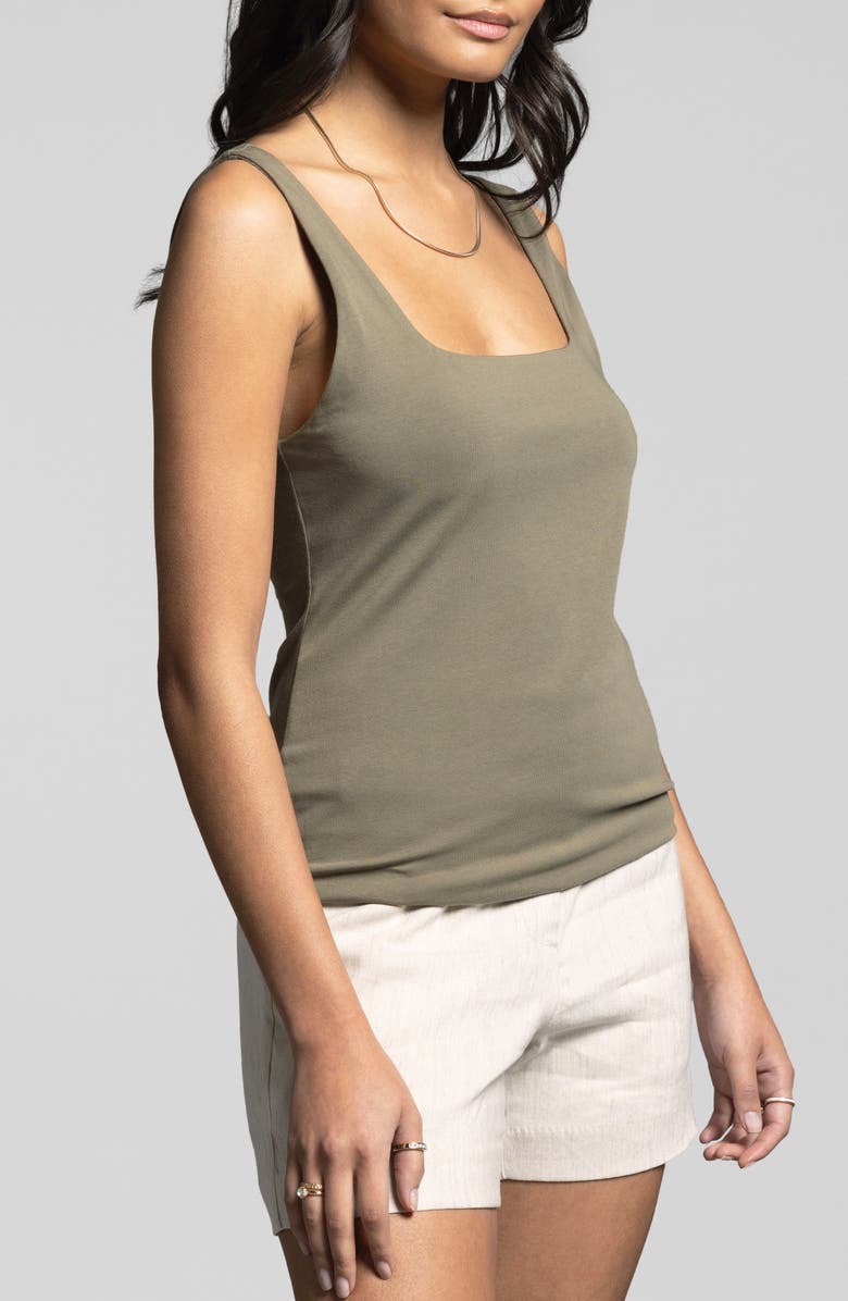 WEEKEND LOS ANGELES Gemma Pima Cotton Square Neck Tank, Alternate, color, Smokey Olive