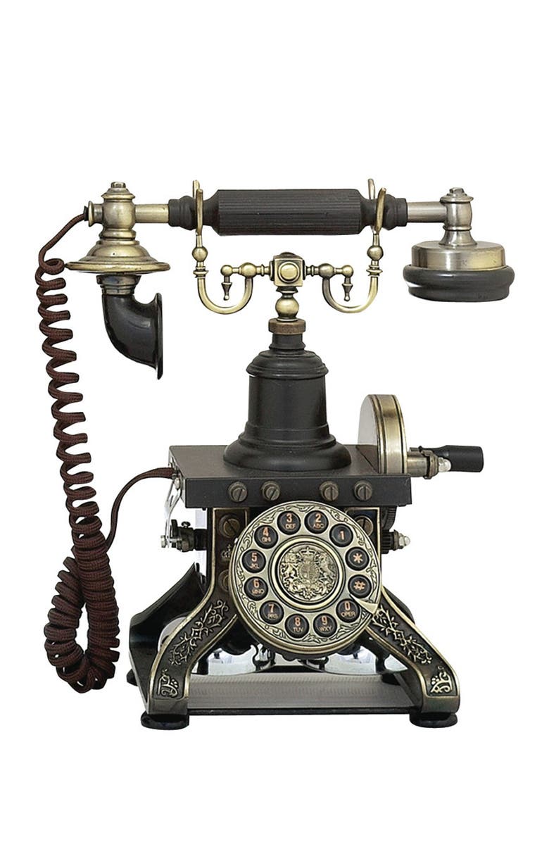 WILLOW ROW Black Brass Vintage Antique Phone, Alternate, color, 