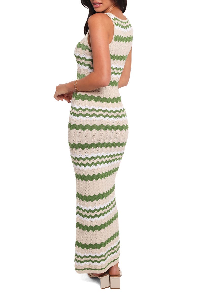 Hubert Chevron Pointelle Knit Maxi Dress, Alternate, color, KHAKI MULTI