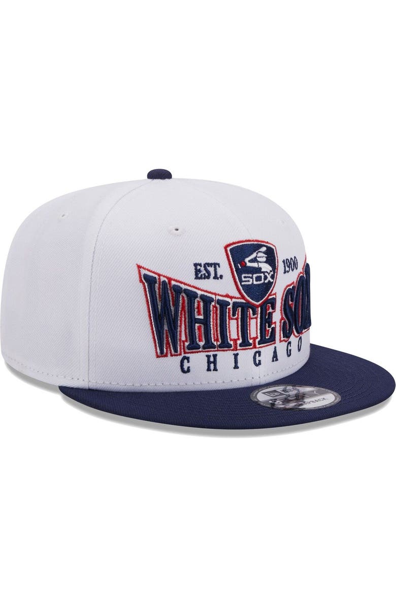 New Era Men's New Era White/Navy Chicago White Sox Crest 9FIFTY Snapback Hat, Alternate, color, White