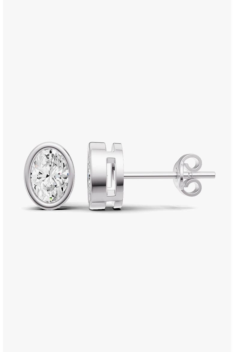 14K Gold Studs 0.25 Carat Earrings Oval Bezel, Alternate, color, White Gold