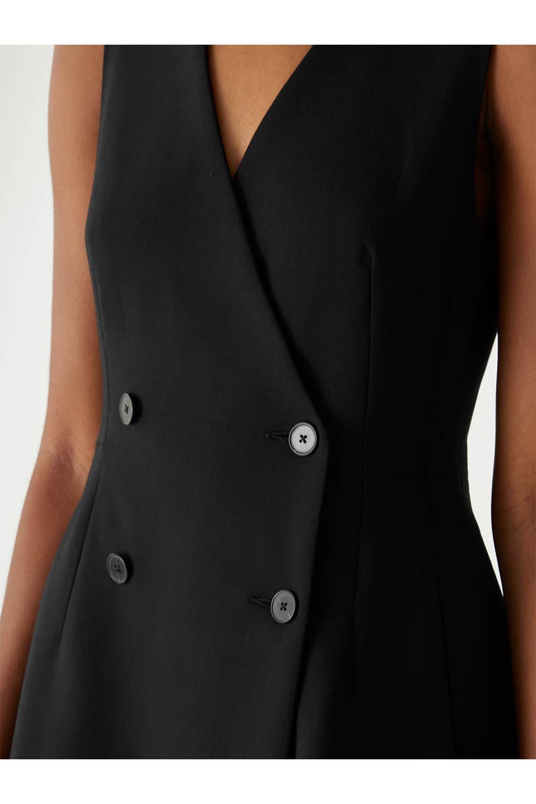 Refined Suiting Double Breasted Mini Dress, Alternate, color, BLACK