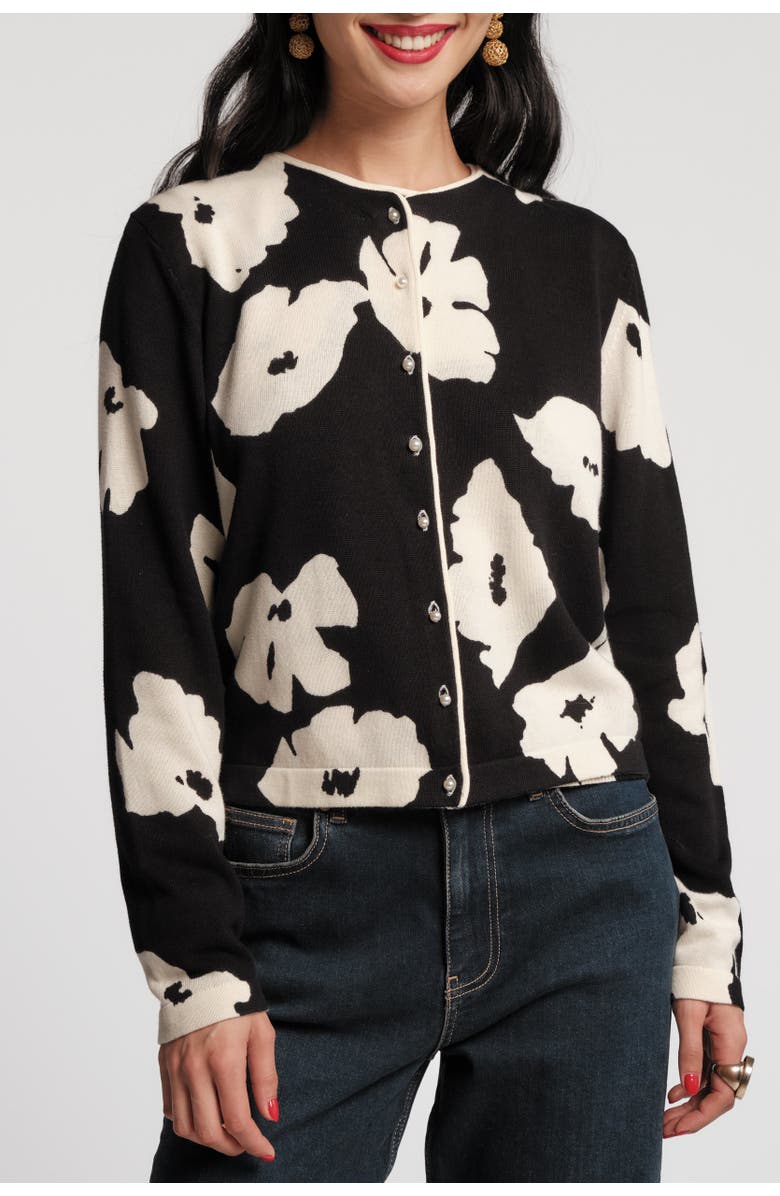 Frances Valentine Darling Cardigan, Main, color, Black/Oyster