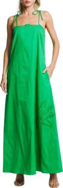 CIEBON Hattie Beaded Stretch Cotton Blend Maxi Sundress