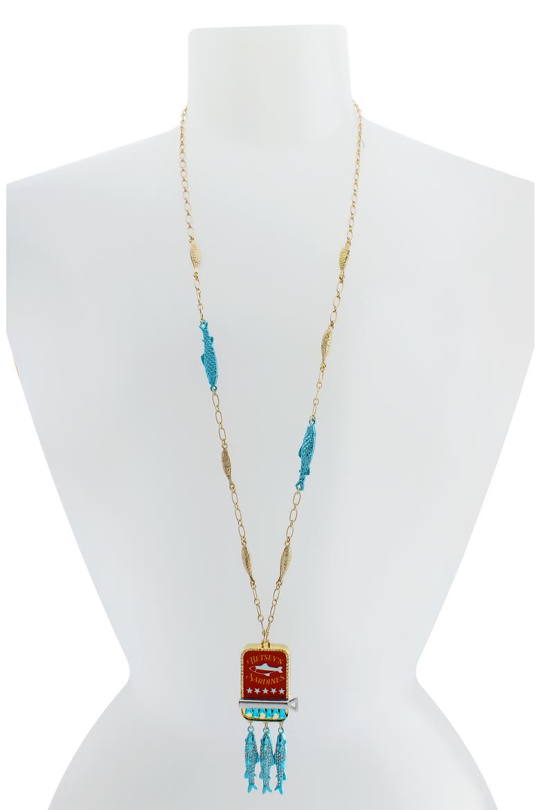 Sardines Pendant Necklace, Alternate, color, BLUE