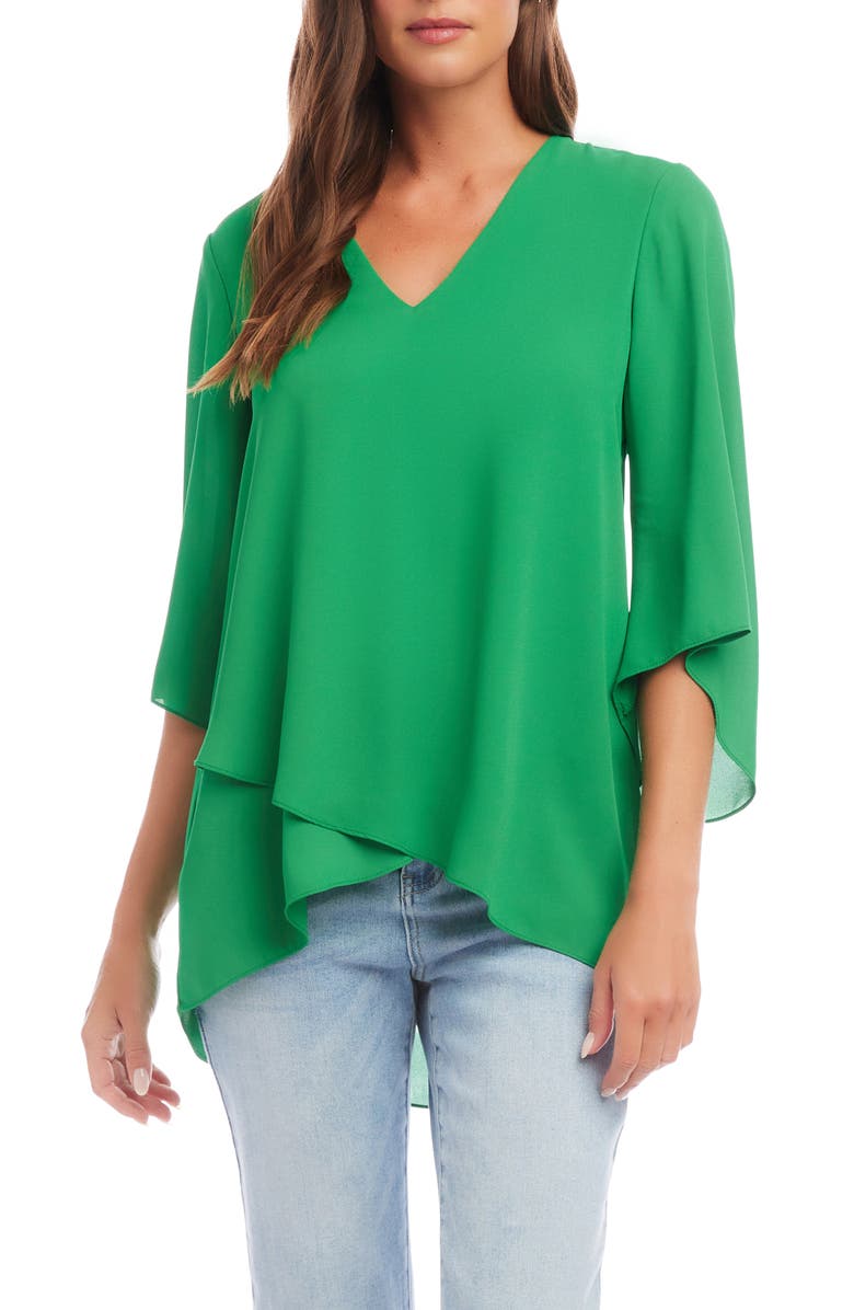 Karen Kane Crossover Hem Asymmetric Top, Main, color, Grass