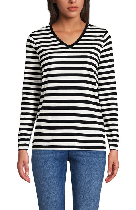 Relaxed Supima Cotton Long Sleeve V-Neck T-Shirt