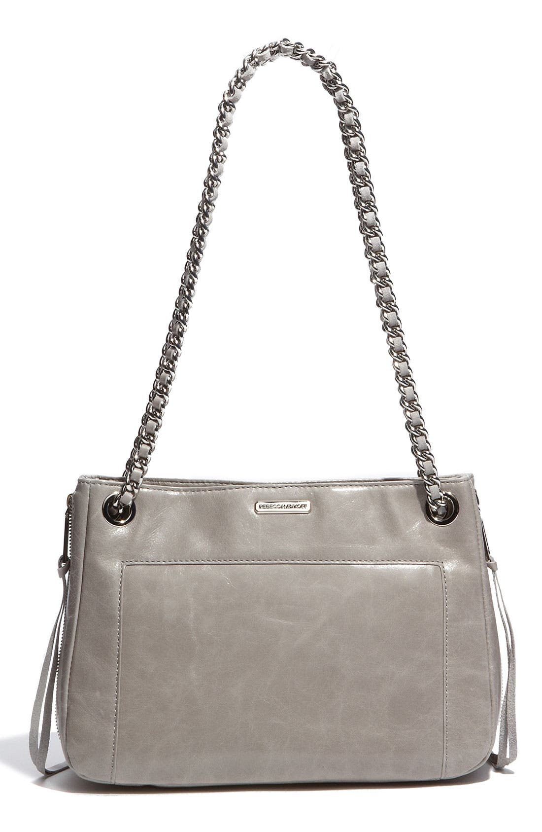 'Swing' Double Chain Leather Shoulder Bag, Alternate, color, PALE GREY